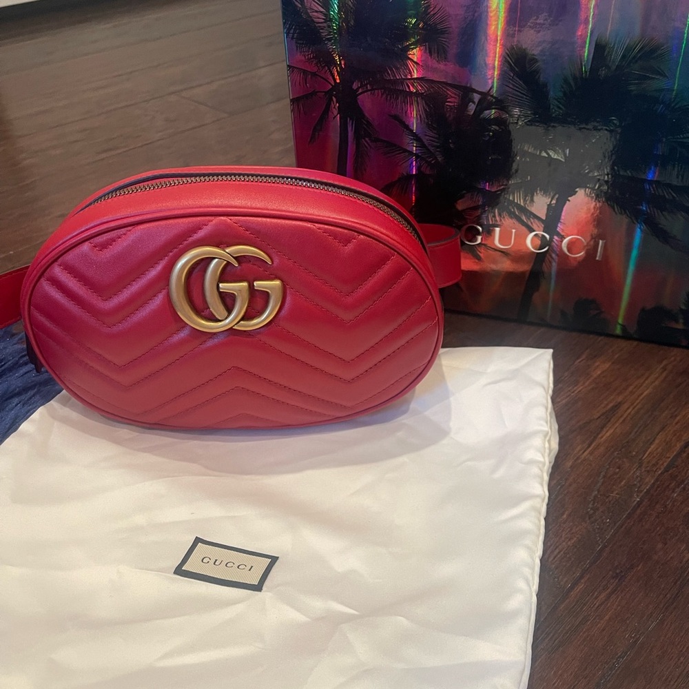 NWT Brand New Gucci GG Marmont Apollo Belt Bag Red Size 85 Women’s - Picture 5 of 16